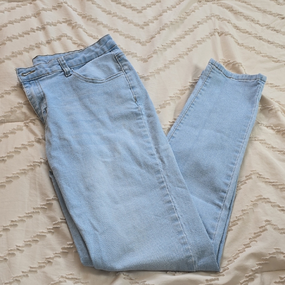 SHEIN Blue Skinny Jeans with Soft Stretch Denim